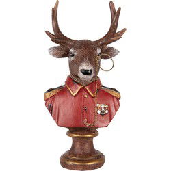 Clayre & Eef Decoratie Beeld Hert Bruin Rood Kunststof