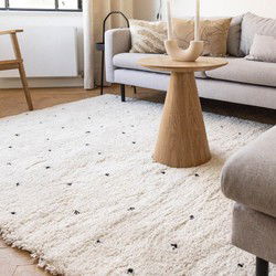 Kindervloerkleed  hoogpolig Cream/Zwart - Dots Wit - Polypropyleen - 200 x 290 cm - (L)