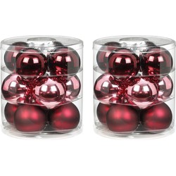 Tube met 24x roze/rode kerstballen van glas 8 cm glans en mat - Kerstbal