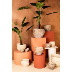 PTMD Bloempot Rishell - 33x30x25 cm - Cement - Brons