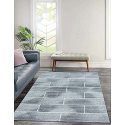Fano Modern Grijs vloerkleed - Geblokt - 200 X 290 CM