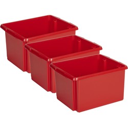 Sunware Opslagbox - 3 stuks - kunststof 32 liter rood 45 x 36 x 24 cm - Opbergbox