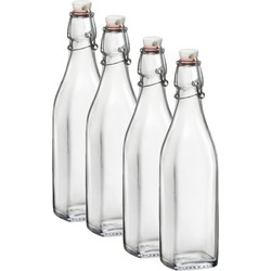 6x Limonadeflessen/waterflessen transparant 500 ml vierkant - Weckpotten