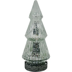 Clayre & Eef Kerstdecoratie met LED-verlichting Kerstboom Ø 7x16 cm Zilverkleurig Glas