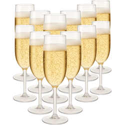 OTIX Kunststof Champagneglazen - 12 Stuks - Champagne - Flute - Strand - Camping Servies - 165ML - Glazen - OCEANI