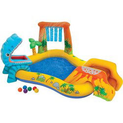INTEX opblaasbaar zwembad voor kinderen / waterspeeltuin dinosaurus 249 x 191 x 109 cm