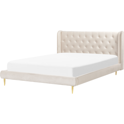 Beliani FORBACH - Tweepersoonsbed-Beige-Fluweel