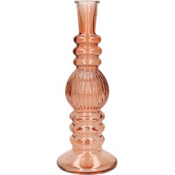 Ideas 4 Seasons Bloemenvaas Florence - zacht oranje glas - ribbel - D8,5 x H23 cm - Vazen