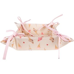 Clayre & Eef Broodmand  35x35x8 cm Beige Roze Katoen Vierkant Ijsjes Cadeau keuken