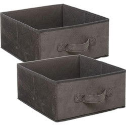 5Five Opbergmand/kastmand - 2x - grijs - 14 liter - 31 x 31 x 15 cm - Opbergmanden