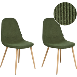 HILDEN - Eetkamerstoel set van 2 - Groen - Corduroy