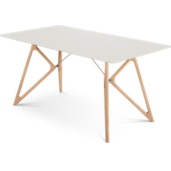 Tink table houten eettafel whitewash - met linoleum tafelblad mushroom - 160 x 90 cm