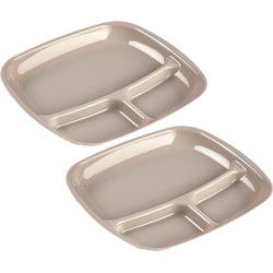 Plasticforte Camping bord 3 vaks - 4x - kunststof - beige - 21 x 24 cm - Gourmetborden