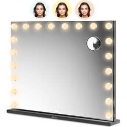 Mirlux Hollywood Make Up Spiegel LED Verlichting - Bluetooth Speakers - 10X Zoom - Ophangbaar - Zwart - 80X60cm