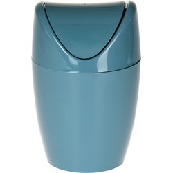 Mini prullenbakje - blauw - kunststof - keuken aanrecht model - 1,5 Liter - 12 x 17 cm - Prullenbakken