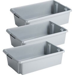 Sunware opslagbox - 3x - kunststof - 30L - lichtgrijs - 59x39x17 cm - Opbergbox