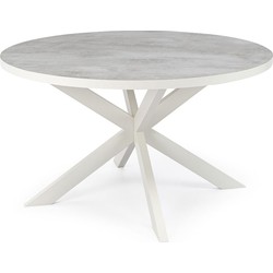 Stalux Ronde eettafel 'Daan' 120cm, kleur wit / beton