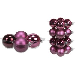 20x stuks glazen kerstballen cherry roze (heather) 8 en 10 cm mat/glans - Kerstbal