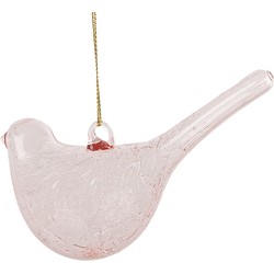 Clayre & Eef Hanger Vogel 11 cm Roze Glas