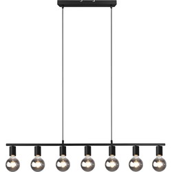 Lumineuze metalen hanglamp 7xE27 mat zwart