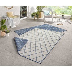 Binnen & Buiten Omkeerbaar vloerkleed - Malaga Blauw/Crème - 80 X 250 CM