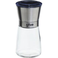 5five Kruidenmolen - RVS-glas - transparant - 13 cm - Peper en zoutstel