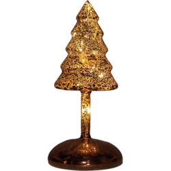 Kerstboompje op stam glas led op batterij met timer h20.5 cm mercury bruin