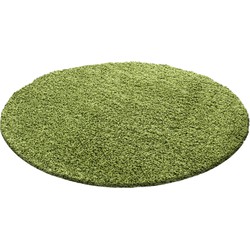 Tapijtenloods Basic Rond Shaggy vloerkleed Groen Hoogpolig- 160 CM ROND