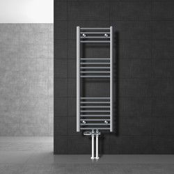 Badkamer radiator middenaansluiting 400x1200 mm chroom recht met voetaansluitset LuxeBath
