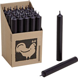 25x Lange kaarsen zwart 18 cm staafkaarsen/steekkaarsen - Dinerkaarsen