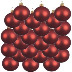 18x Glazen kerstballen mat kerst rood 8 cm kerstboom versiering/decoratie - Kerstbal