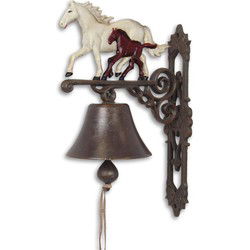 A PAIR OF CAST IRON HORSE AND COLT BELLS