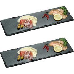 Kesper Leisteen serveerplank - 2x - 18 x 56 cm - Hapjes en voedsel - Serveerplanken