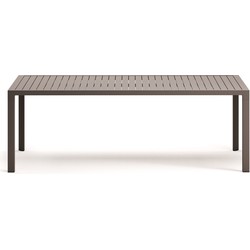 Kave Home - Culip buitentafel in aluminium met bruine afwerking 220 x 100 cm