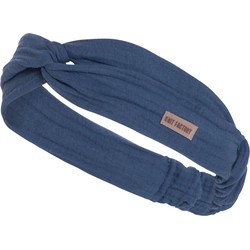 Knit Factory Puck Dames Haarhand - Hoofdband - Jeans - One Size - 100% Biologisch katoen