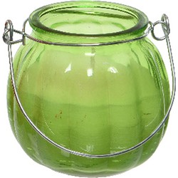 Citronella kaars - glas - groen - 15 branduren - D8 x H8 cm - geurkaarsen