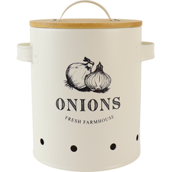 OTIX Uienpot - Beige - Uien - Bewaarpot - met Deksel - Voorraadpotten - Metaal - LIBRA