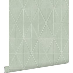 ESTAhome eco-texture vliesbehang origami motief celadon groen - 0,53 x 10,05 m - 148713