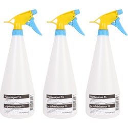 6x Waterverstuivers/watersproeiers transparant/geel/blauw 1 liter inhoud - Plantenspuiten