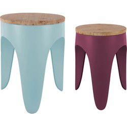 Leitmotiv - Kruk Set Double Funky - Soft blue & dark mauve