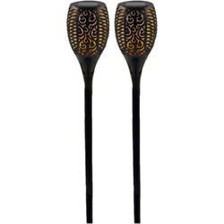 Tuinfakkel - 2x - zwart - solar - vlameffect - ovaal - 78 cm - Fakkels
