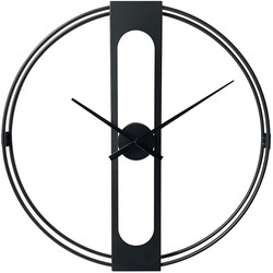LW Collection LW Collection Wandklok Jayden zwart 60cm - Wandklok modern - Stil uurwerk - Industriële wandklok