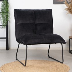Velvet fauteuil Malaga zwart