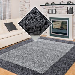 Tapijtenloods Basic Shaggy Kader vloerkleed Grijs Hoogpolig- 100x200 CM