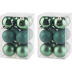 48x stuks kunststof kerstballen donkergroen 6 cm mat/glans/glitter - Kerstbal