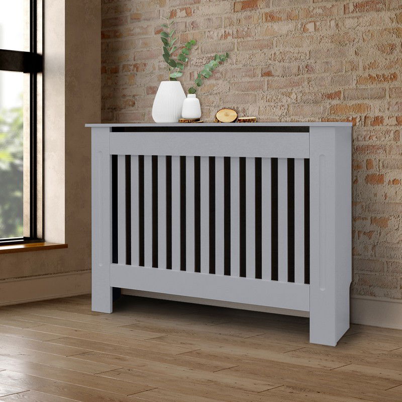 Radiatorbekleding 112x19x82 cm grijs MDF - 