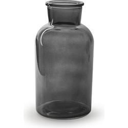 Bloemenvaas - Apotheker model - grijs/transparant glas - 20 x 10 cm - Vazen