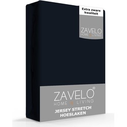 Zavelo® Jersey Hoeslaken Navy-Lits-jumeaux (190x220 cm)