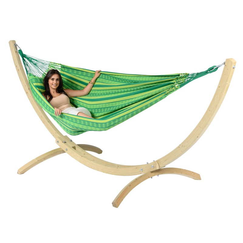 Tropilex® Hangmat met Standaard Tweepersoons Wood & Chill Joyful Groen - 