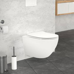 Wandcloset keramisch toilet wit mat 52cm lang randloos met soft-close Luxebath